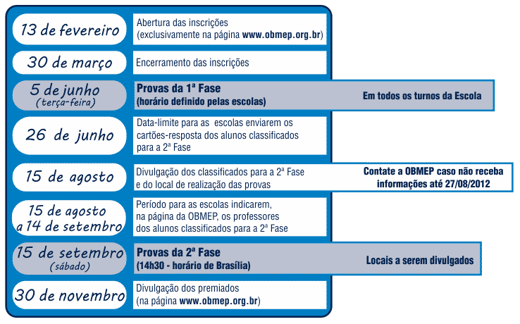 Calendário 2012