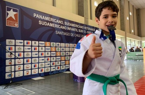 Gabriel representando o Brasil no Campeonato Sul-Americano de Judô de 2019