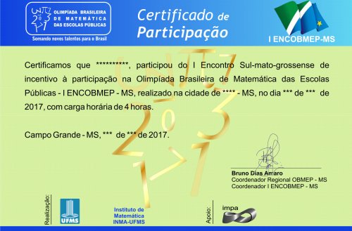 Certificado de Participação no I ENCOBMEP-MS